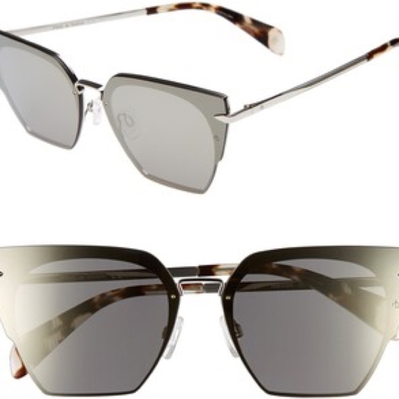 Rag & Bone Silver Mirrored Sunglasses - Cat Eye - Picture 2 of 10